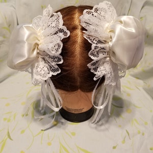 Custom white satin bun covers