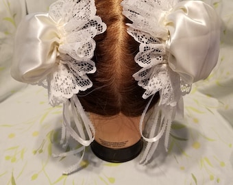 Custom white satin bun covers