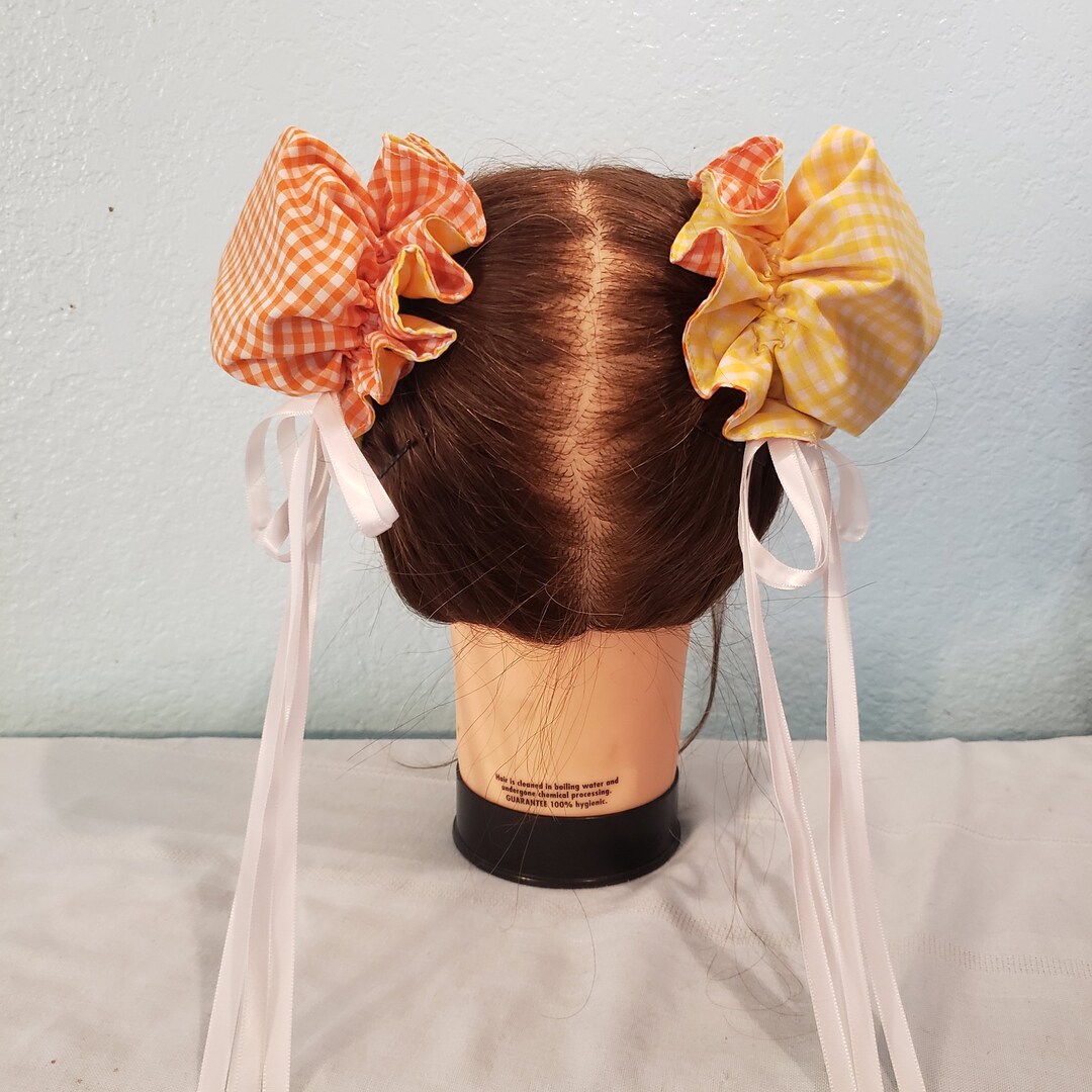 Reversible Gingham Odango Bun Covers Etsy