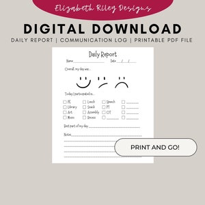 Printable Daily Report, Parent Communication, School Day Summary, Special Education Teacher Documents