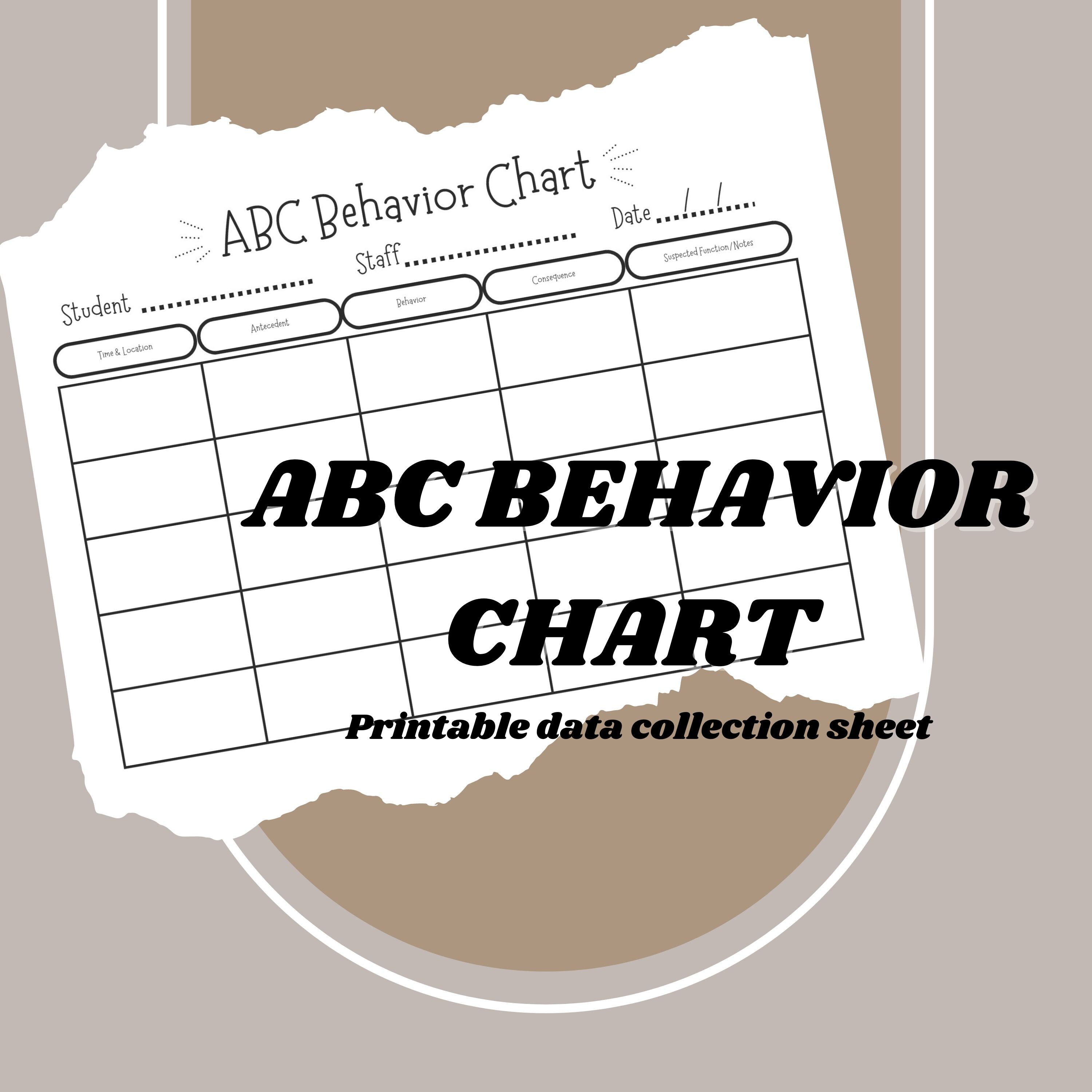 Abc Behavior Chart Printable Instant Download Special Etsy Australia