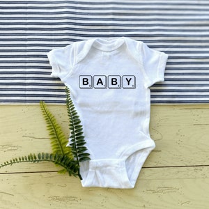 Game Night Pregnancy Announcement ONESIES® Bodysuit, Scrabble, Board Games, Unique Family Baby Reveal