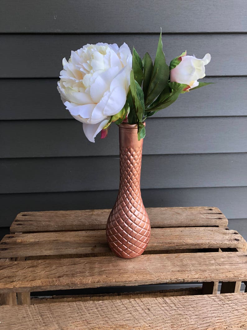 Vintage Rose Gold Painted Vase Dessert Table Decor Painted Etsy