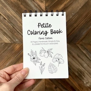 Mini Coloring Book, Floral Coloring Pages, Garden Party Favor, Travel Size, Unique Teacher Gift