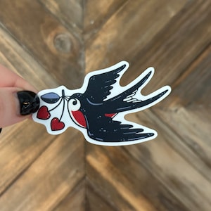 Sparrow Sticker, Traditional Tattoo Inspired, Swallow Tattoo, Gift, Tattoed Mom, Phone Sticker, 90&#39;s Aesthetic