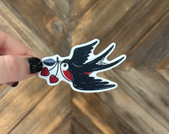 Sparrow Sticker, Traditional Tattoo Inspired, Swallow Tattoo, Gift, Tattoed Mom, Phone Sticker, 90's Aesthetic