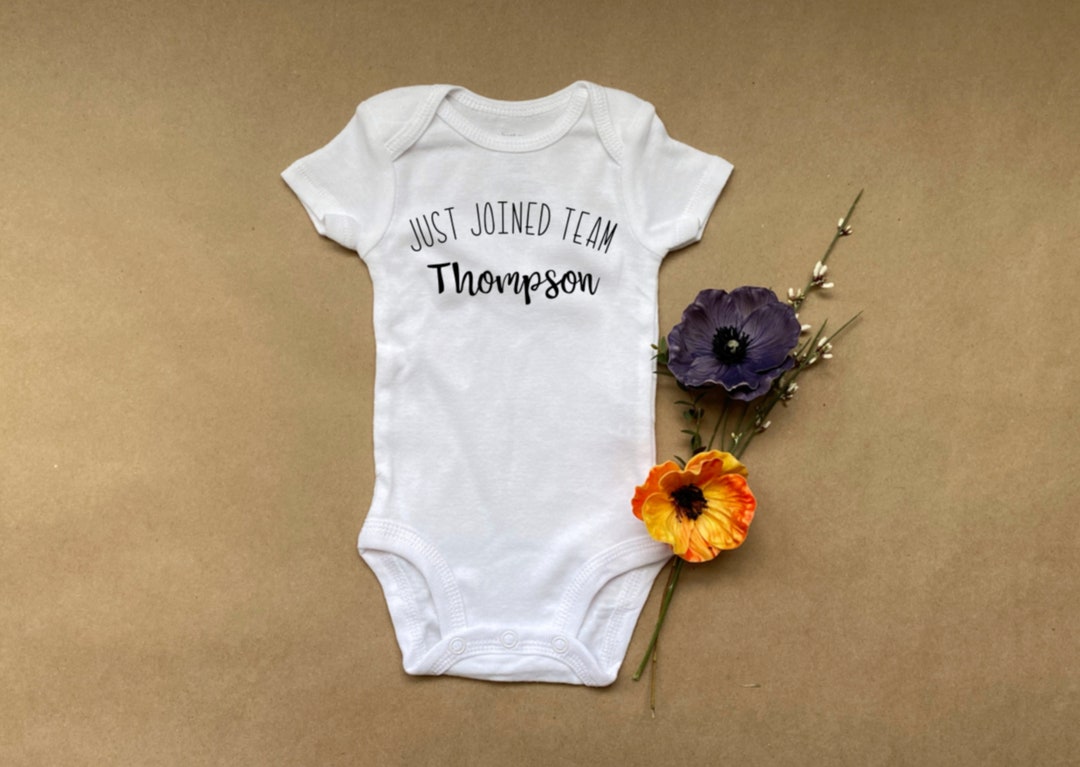Custom Baby Onesies, Just Joined Team Infant Clothing, Personalized