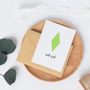 Sims Plumbob Card, Sul-Sul, Gamer Greeting Cards