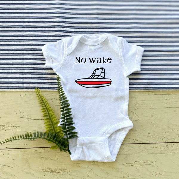 No Wake Baby Onesies, Nautical Infant Clothing, Boating Themed Baby, Speedboat Baby Clothes, Beach Baby Outfit