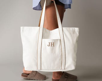 Personalised Courtside Tote Bag - Tote Bag embroidered with Initials - Monogram Embroidered Tote Bag