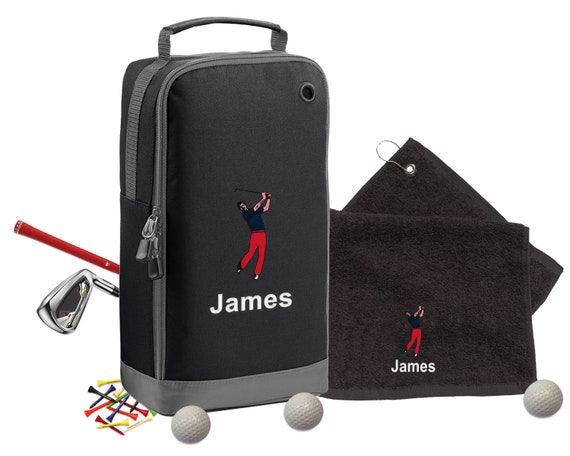 Personalised golf shoe bag and towel sale