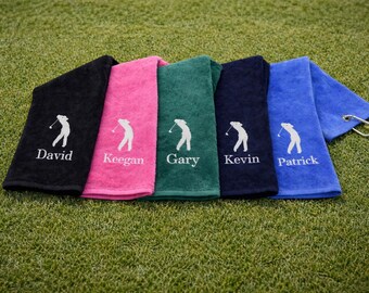 Golf Towel Personalised Embroidered – Golf Towel Gift - Personalise With Name