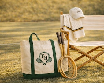 Personalised Tennis Tote Bag | Custom Initials Organic Canvas Court Bag