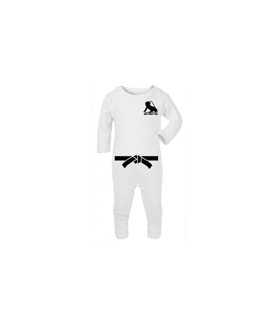 Baby Muay Thai Mit Schwarzem Gurtel Rompersuit Muay Thai Etsy
