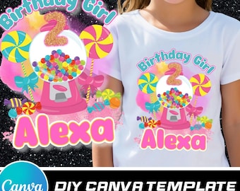 Candy Land Birthday Design: Editable Canva Template (PNG, JPEG File)