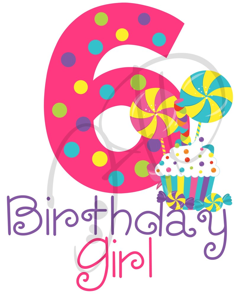 DIGITALE Datei Candy Alter 6 GeburtstagMädchenEisen auf Etsy
