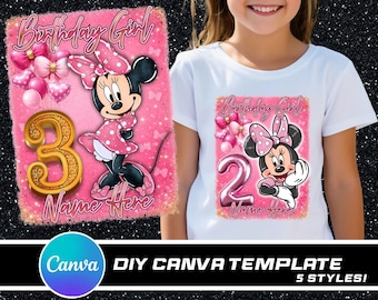 Minnie Mouse Birthday Canva Template: Editable Design File