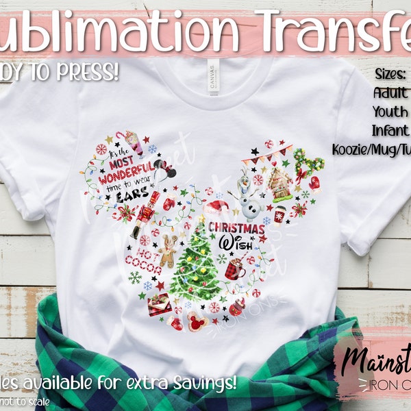 Magic Kingdom Christmas Doodle Castle Sublimation Print - Ready to Press! Shipped Sublimation