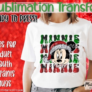 Minnie Christmas Mouse Sublimation Print - Ready to Press