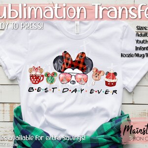 Minnie Christmas Reindeer Mouse Theme Park Sublimation Print - Ready to Press! Shipped Sublimation