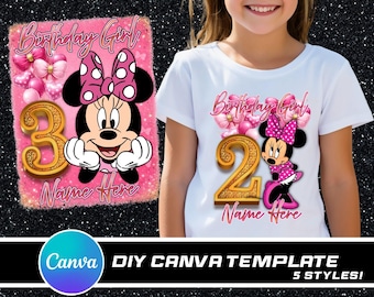 Minnie Mouse Birthday Canva Template: Editable Design File