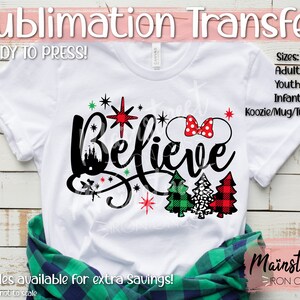 Believe Christmas Mouse Sublimation Print - Ready to Press