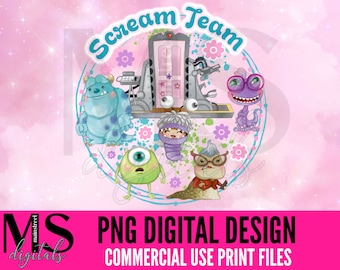 Scream Team Monsters Sublimation PNG File - Instant Download