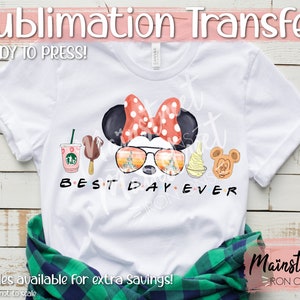 Girls Mouse Best Day Snacks Sublimation Print - Ready to Press  family Vacation T-shirt Gift  Iron On Wholesale We print You press