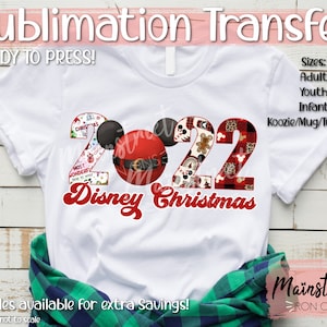 2022 Christmas Mouse Sublimation Print - Ready to Press - Holiday - Theme Park Design