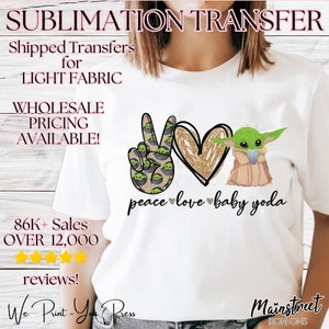 Ready to Press! Peace Love Baby  Sublimation Print - Ready to Transfer family Vacation T-shirt Gift  Iron On Wholesale We print You press