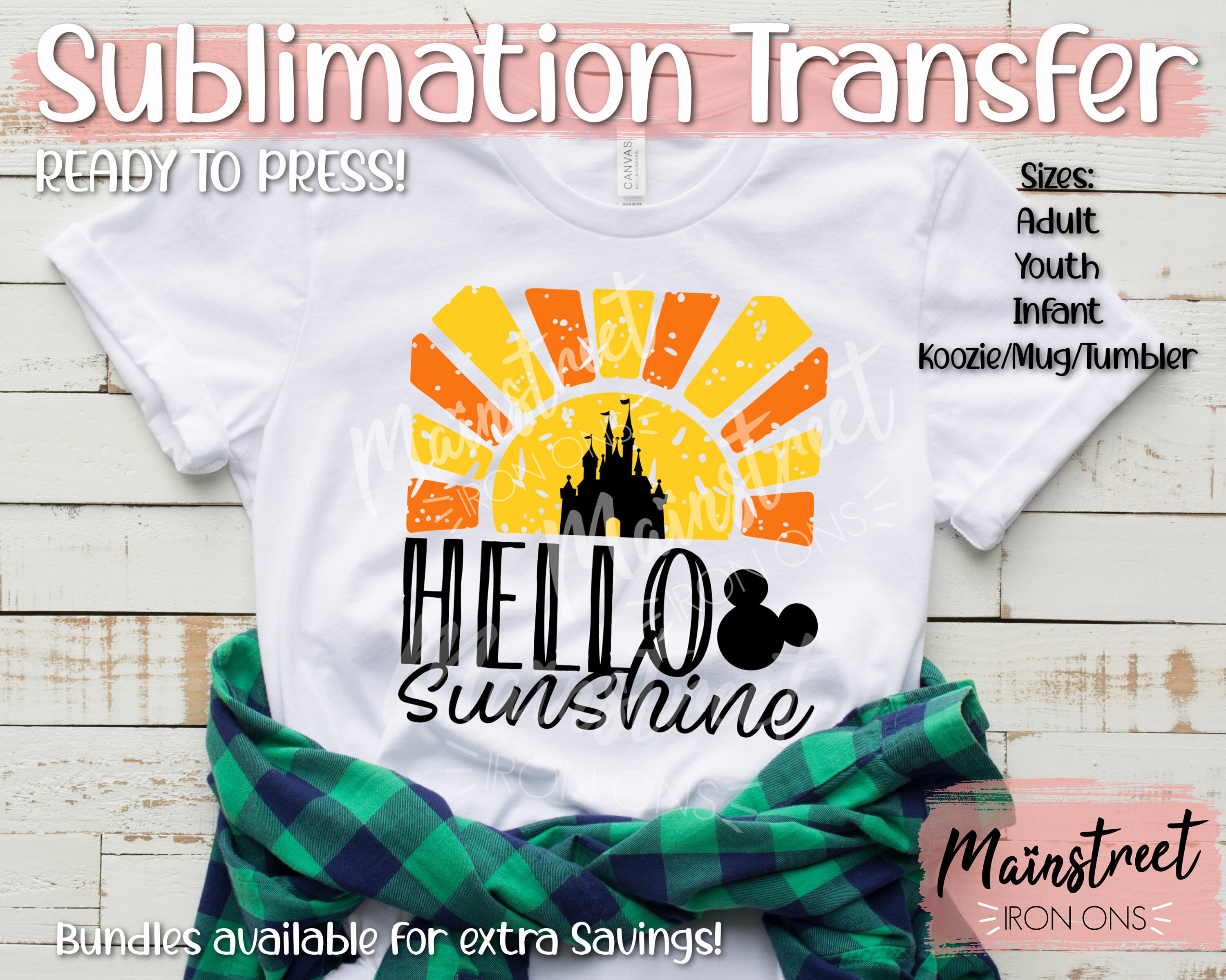READY to PRESS Hello Sunshine SUBLIMATION transfer