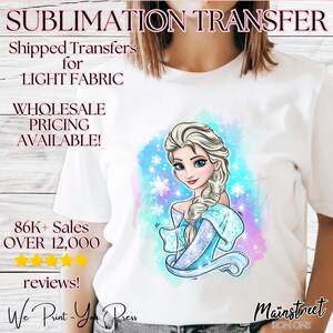 Princess Sublimation Transfer - Ready to Press - Shipped sublimation Family Shirts Wholesale Watercolor Gift Holiday Retro File Custom girly