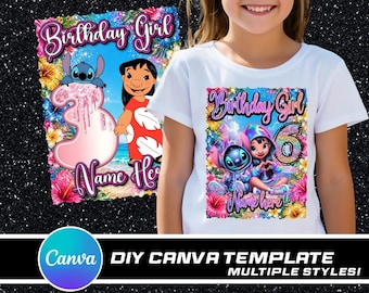 Lilo & Stitch Birthday Canva Template: Editable Design File