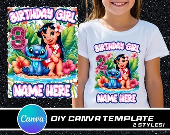 Lilo & Stitch Birthday Canva Template: Editable Design File