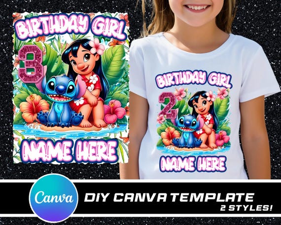 Lilo & Stitch Birthday Canva Template: Editable Design File