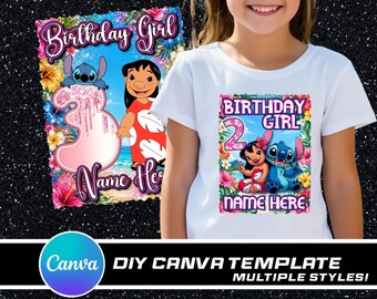 Lilo & Stitch Birthday Canva Template: Editable Design File