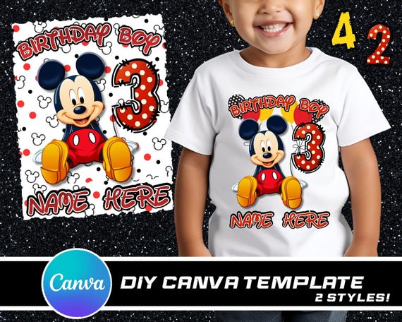 Mickey Birthday Canva Template: Editable Design File
