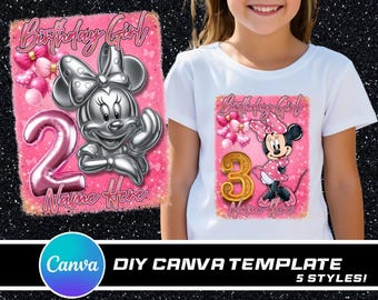 Minnie Mouse Birthday Canva Template: Editable Design File