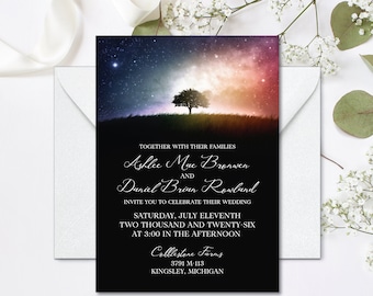 Tree Rainbow Wedding Invitations