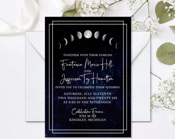 Moon Phases Wedding Invitations