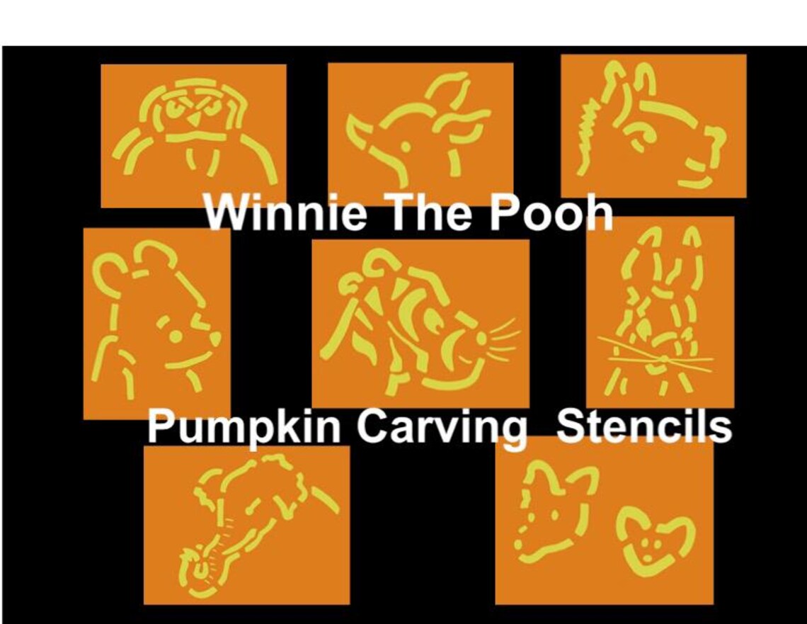 STENCILS Onlyclassic Winnie the Pooh Pumpkin Carving Stencils Etsy