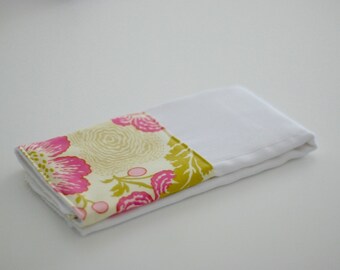 Amy Butler Midwest Modern Fresh Poppies Fuchsia Personalized Burp Cloth