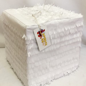 Classic White Cube Pinata, Perfect for Any Party Theme, Versatile Decor for Birthdays, Bridal Showers and Elegant Design,  Ready to Ship