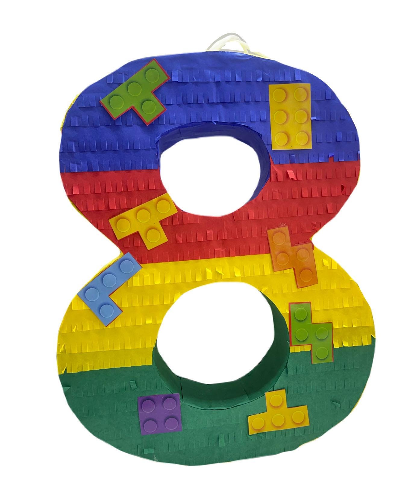 Building Blocks Number 8 Pinata, Perfect Party Decoration Red Yellow ...