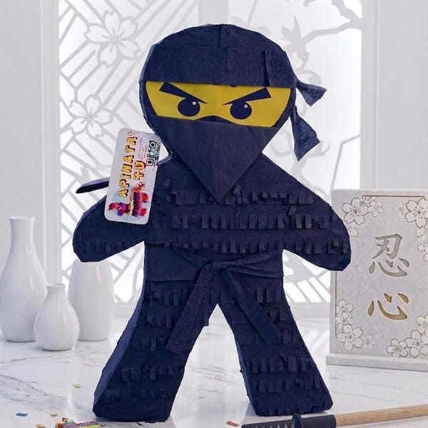 Blue Ninja Pinata, Halloween Theme Party Decor, Perfect Handmade Pinata Gift for Cartoon Lovers and Fun Party Supplies, Kids Birthday Decor