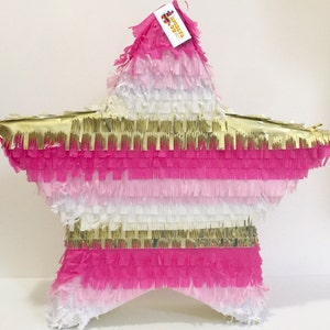 Sale! Ready To Ship! 19&quot; Handcrafted Custom Made Twinkle Theme Star Party Pink Gold White Color Birthday Decoration