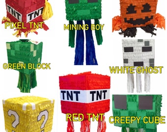 Sale! Ready To Ship! TNT Pinata Video Game Theme Party Favor Surprise Block Miner Pinata Pixel Party