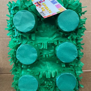 Building Block Pinata Green Color Brick Pinata Building Block Birthday Party Supplies Video Game Party Blocks Decoration