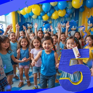 Blue Number Five Pinata, Blank Number 5 Themed Kids Birthday Party Gift, 5th Anniversary Celebration, Handmade Number Pinata for Decorations