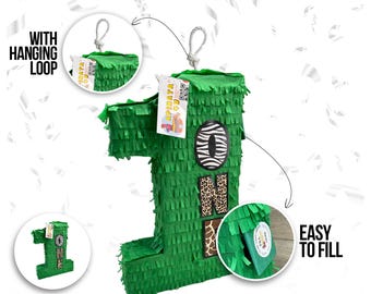 Safari Jungle Themed 1st Birthday Pinata, Animal Print Birthday Party,  Perfect for Boys First Birthday Decoration, Wild Party Celebrations